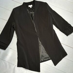 Pink Lily Black Open Front Blazer with Shoulder Pads Size Small